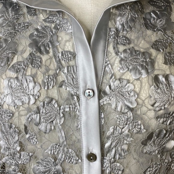 OSCALITO Silver Floral Silver Collared Button Up - Picture 4 of 5